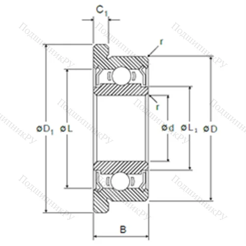 Подшипник шариковый радиальный LF-1480ZZ от производителя  NMB Подшипник шариковый радиальный LF-1480ZZ от производителя  NMB