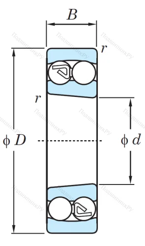 Двухрядный шариковый подшипник 2307 K от производителя  KOYO