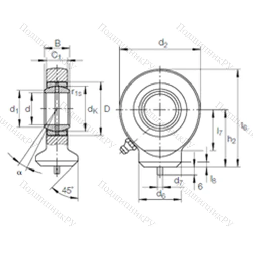 Подшипник скольжения сферический GK 10 DO