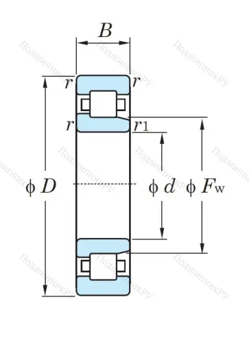 Роликовый цилиндрический подшипник NJ 2308 от производителя  KOYO Роликовый цилиндрический подшипник NJ 2308 от производителя  KOYO