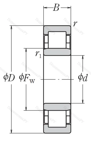 Роликовый цилиндрический подшипник NU 304 ET C 3 от производителя  NSK Роликовый цилиндрический подшипник NU 304 ET C 3 от производителя  NSK