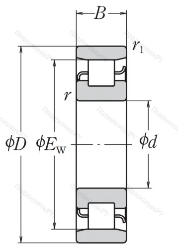 Роликовый цилиндрический подшипник N 312 W C 3 от производителя  NSK Роликовый цилиндрический подшипник N 312 W C 3 от производителя  NSK