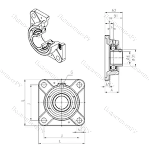 Подшипниковый узел шариковый радиальный USFE 208