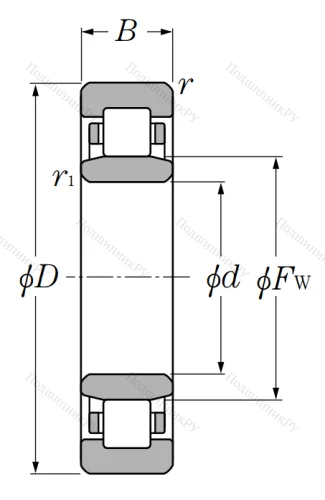 Роликовый цилиндрический подшипник NU 305 ET 2X C 3 от производителя  NTN Роликовый цилиндрический подшипник NU 305 ET 2X C 3 от производителя  NTN