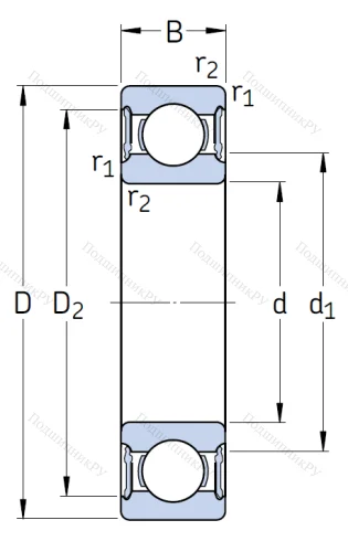 Однорядный шариковый подшипник 6309 2RS 1/C 3 от производителя  SKF Однорядный шариковый подшипник 6309 2RS 1/C 3 от производителя  SKF