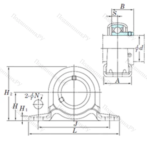 Подшипниковый узел шариковый радиальный SBPP 206-18