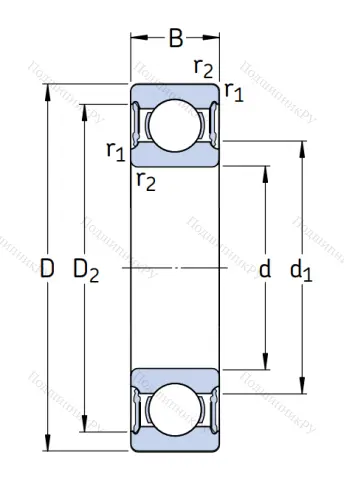 Однорядный шариковый подшипник 6208 2RS 1/C 3 от производителя  SKF