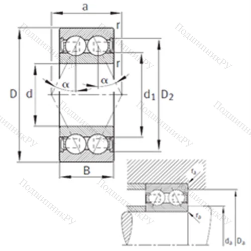 Подшипник шариковый радиально-упорный 3815-B-2RSR-TVH