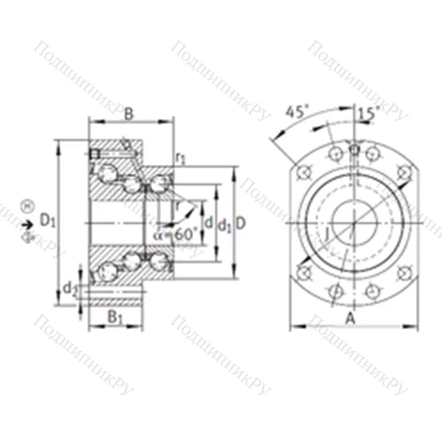Подшипник шариковый упорно-радиальный DKLFA 40115-2RS от производителя  INA