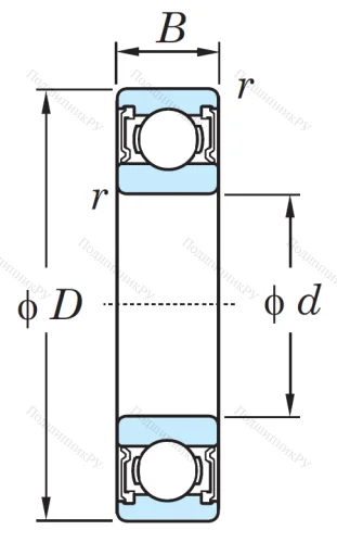 Однорядный шариковый подшипник 6215 2RS от производителя  KOYO