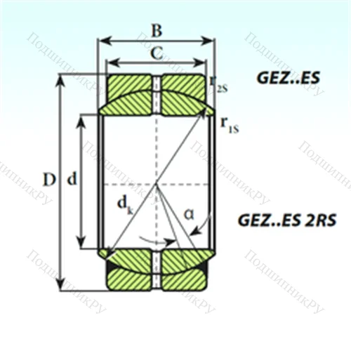 Подшипник скольжения сферический GEZ 47 ES 2RS от производителя  ISB