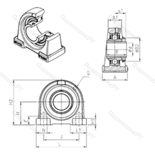Подшипниковый узел шариковый радиальный UKPA 207H