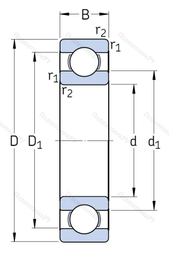 Однорядный шариковый подшипник 6212/C 3 от производителя  SKF