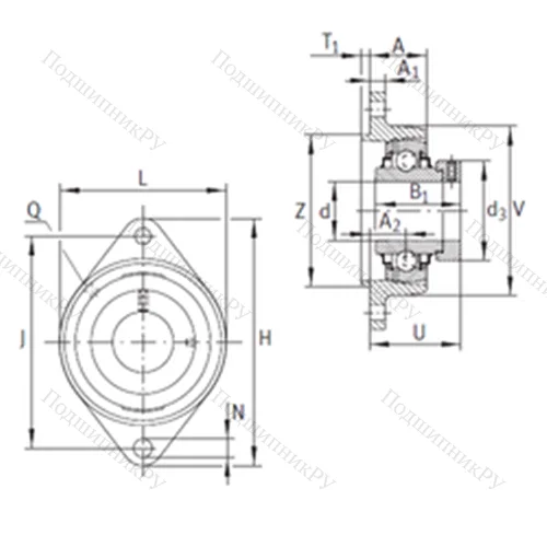 Подшипниковый узел шариковый радиальный RCJTZ 60