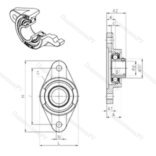 Подшипниковый узел шариковый радиальный USFL 210