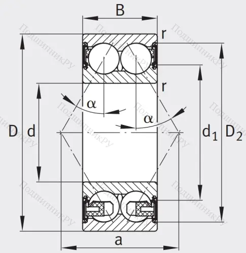 Двухрядный шариковый подшипник 3203 BD XL 2HRS TVH от производителя  FAG
