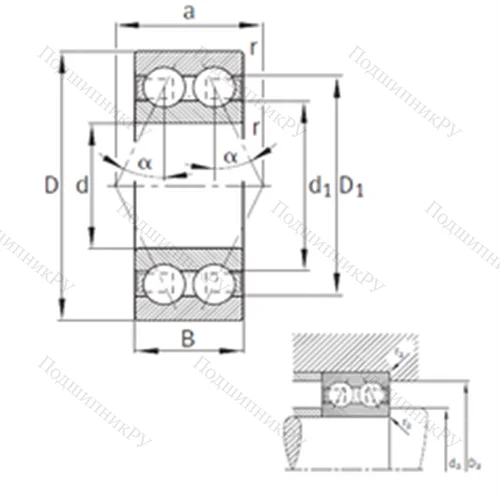 Подшипник шариковый радиально-упорный 3302-B-TVH