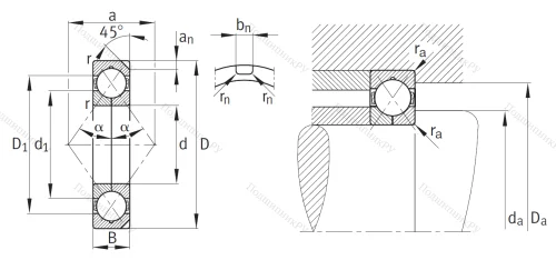 Радиально-упорный шариковый подшипник QJ 218 N 2MPA от производителя  FAG