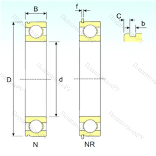 Подшипник шариковый радиальный 6413 NR от производителя  ISB
