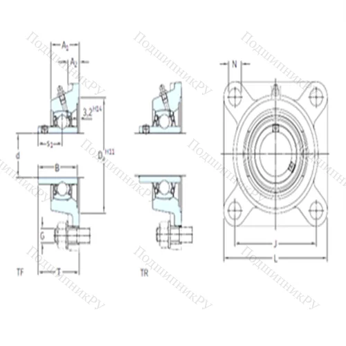 Подшипниковый узел шариковый радиальный FY 45 TF