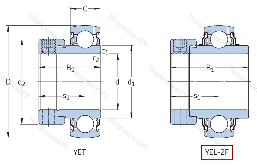 Корпусный подшипник YEL 204-2F