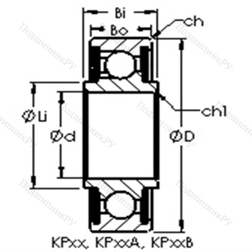 Подшипник шариковый радиальный KP 12A от производителя  AST
