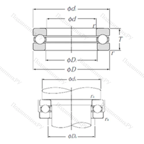 Подшипник шариковый упорный 51417 от производителя  NTN Подшипник шариковый упорный 51417 от производителя  NTN