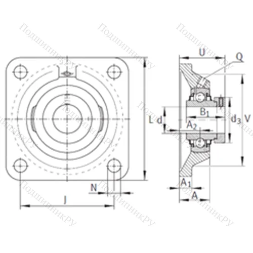 Подшипниковый узел шариковый радиальный RCJ 1