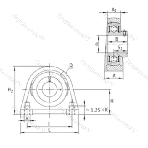 Подшипниковый узел шариковый радиальный PSHEY 60-N