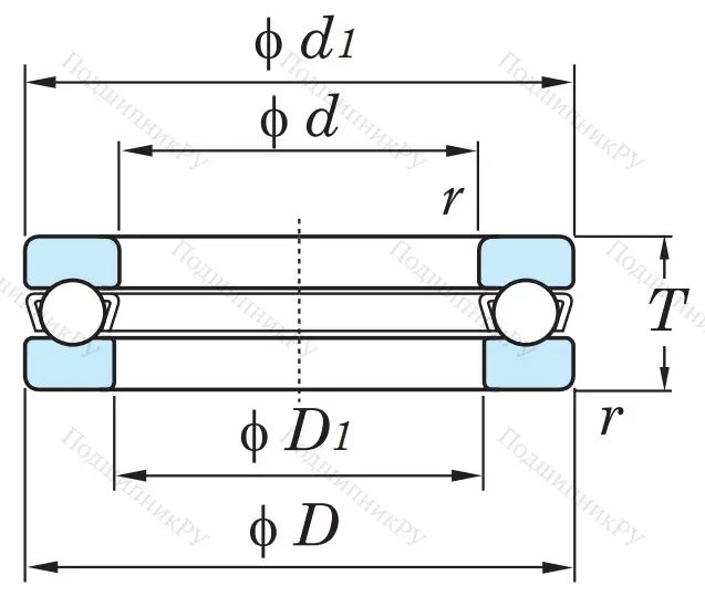 Упорный шариковый подшипник 51208