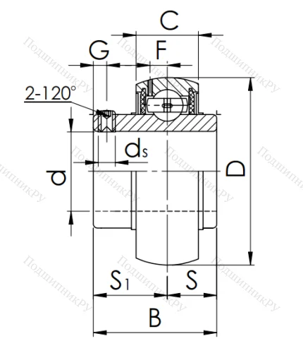 Корпусный подшипник UC 305 (480305 ГОСТ) OUSN4VG2JJ в Иванове