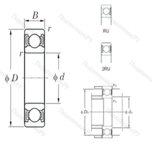 Подшипник шариковый радиальный 6030-2RU от производителя  KOYO Подшипник шариковый радиальный 6030-2RU от производителя  KOYO
