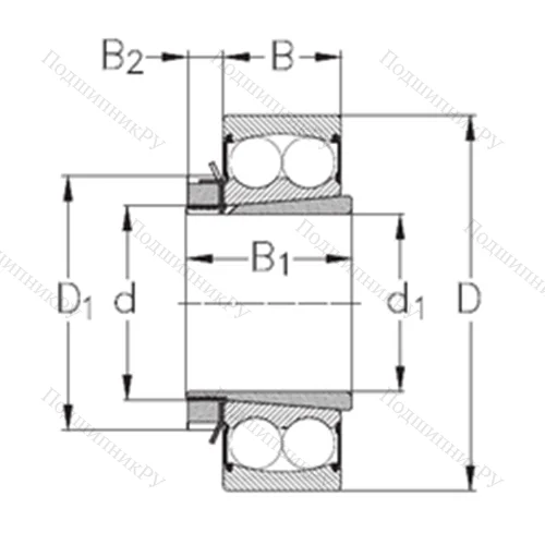 Подшипник шариковый радиальный самоцентрирующийся 2207-K-2RS+H 307
