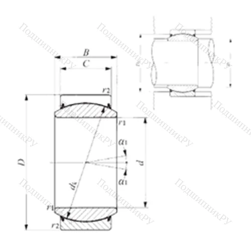Подшипник скольжения сферический GE 45EC-2RS от производителя  IKO