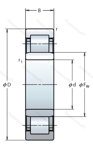 Роликовый цилиндрический подшипник NU 2216 W от производителя  NSK Роликовый цилиндрический подшипник NU 2216 W от производителя  NSK