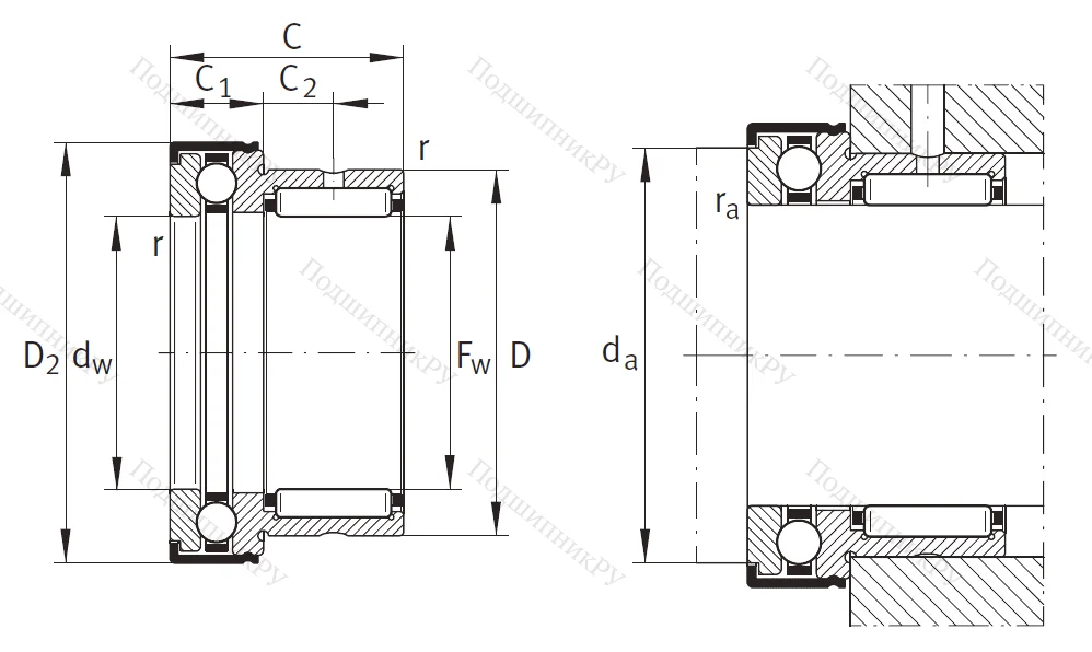 Комбинированный подшипник NKX 35 Z XL BM2ARWTCUT от производителя  INA