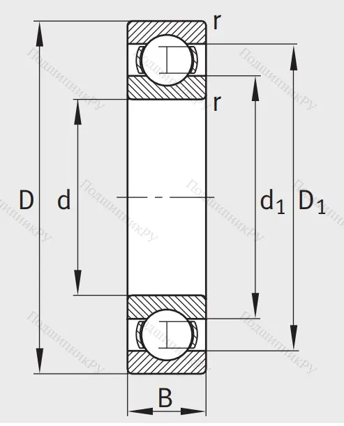 Однорядный шариковый подшипник 16005 A