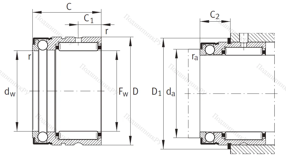 Комбинированный подшипник NX 25 Z XL от производителя  INA