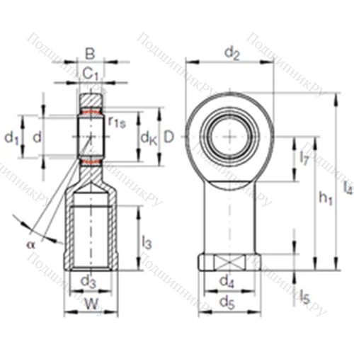 Подшипник скольжения сферический GIR 50 UK-2RS от производителя  INA