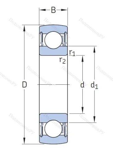 Однорядный шариковый подшипник 1726204-2RS 1 от производителя  SKF Однорядный шариковый подшипник 1726204-2RS 1 от производителя  SKF