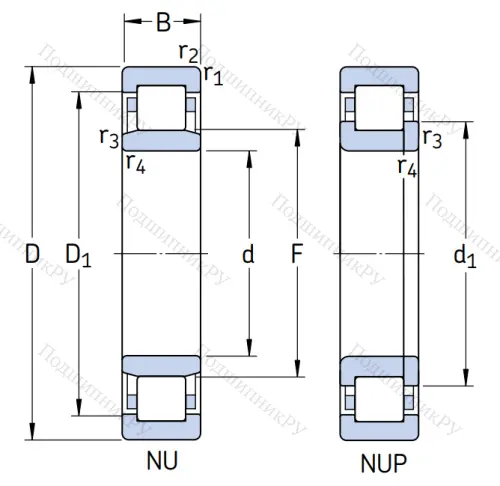 Роликовый цилиндрический подшипник NUP 2209 ECP от производителя  SKF