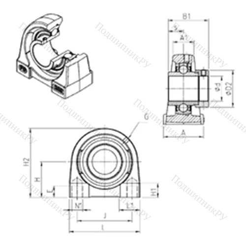 Подшипниковый узел шариковый радиальный EXPG 201