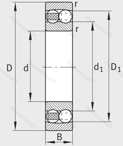 Двухрядный шариковый подшипник 2307 TVH от производителя  FAG