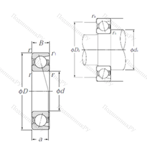 Подшипник шариковый радиально-упорный 7828C от производителя  NTN