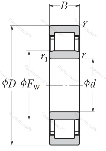 Роликовый цилиндрический подшипник NJ 304 ET C 3 от производителя  NSK Роликовый цилиндрический подшипник NJ 304 ET C 3 от производителя  NSK