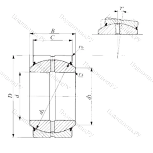 Подшипник скольжения сферический SBB 64-2RS от производителя  IKO Подшипник скольжения сферический SBB 64-2RS от производителя  IKO