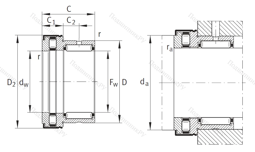 Комбинированный подшипник NKXR 40 Z XL от производителя  INA