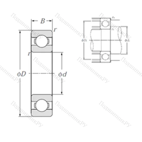 Подшипник шариковый радиальный 6801 от производителя  NTN Подшипник шариковый радиальный 6801 от производителя  NTN