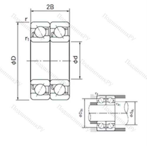 Подшипник шариковый радиально-упорный спаренный 7015DT