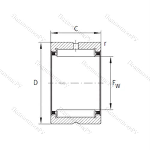 Подшипник игольчатый радиальный NK 12/16 XL